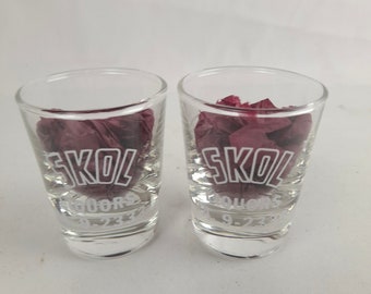 Set of 2 Vintage Shot Glasses Skol Liquors