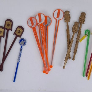 Vintage Cocktail Stirrers Swizzle Sticks Shangri La, Del Coronado, Brass Monkey, Jianguo Hotel or Whistles