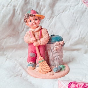 Tender Heart Treasures Figurine, Little Boy Sweeping, 1994