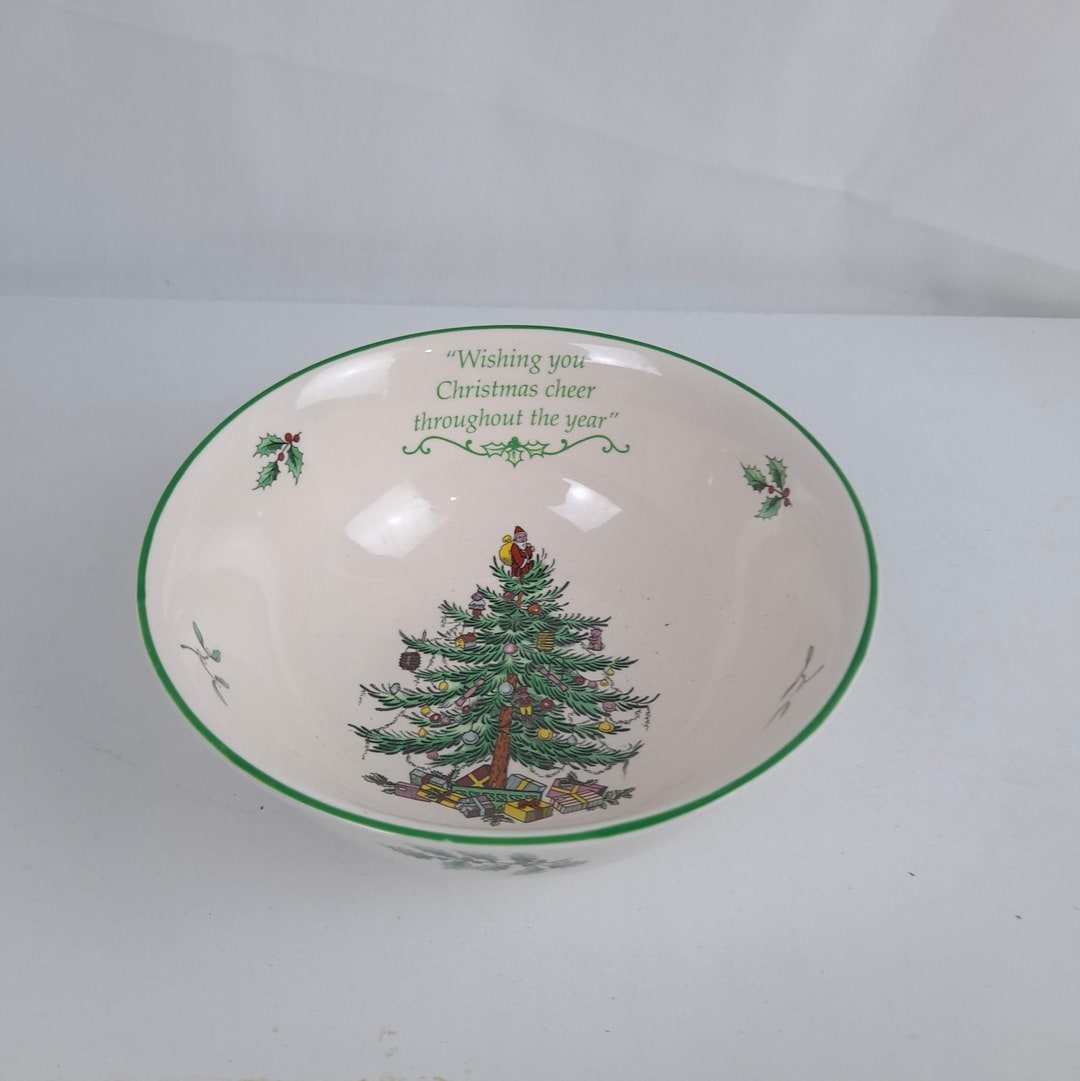 Spode Christmas Tree Bowl "wishing You Christmas Cheer" Candy Nut Dish ...
