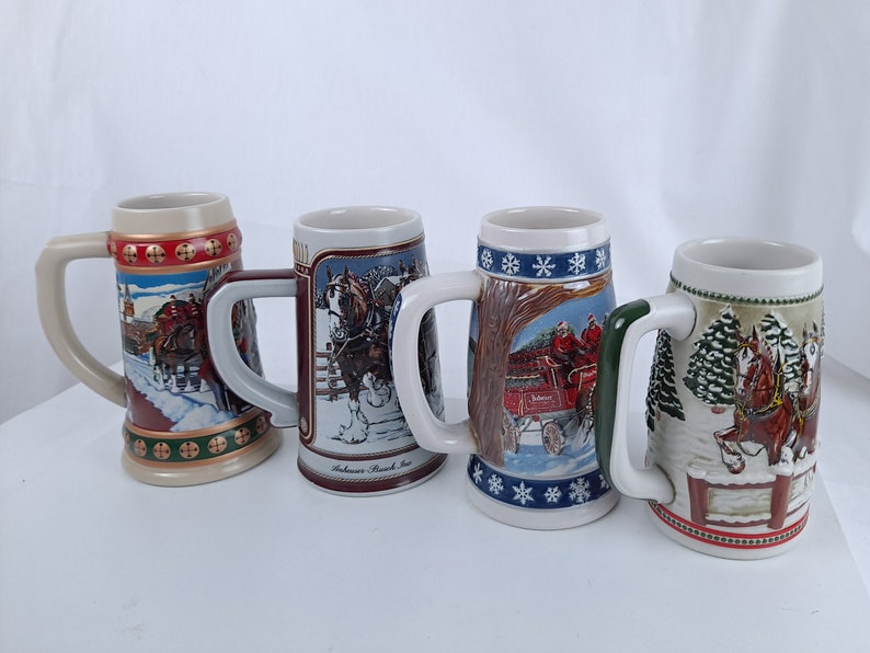 Budweiser Holiday Beer Steins Lighting the Way Hometown Etsy
