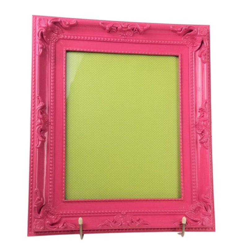 3 1/2 x 5 inch photo frames, PLASTIC, fun bright multicolored, baroque style Pink