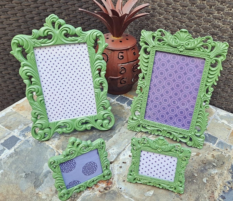 Mini Picture Frames, 2.5x2 Photo, FALL Colors, SCROLL Design, Tiny Baroque Frames, Fun Bright Colors, Navy, Maroon, Gray, Green, Rust, Teal Green