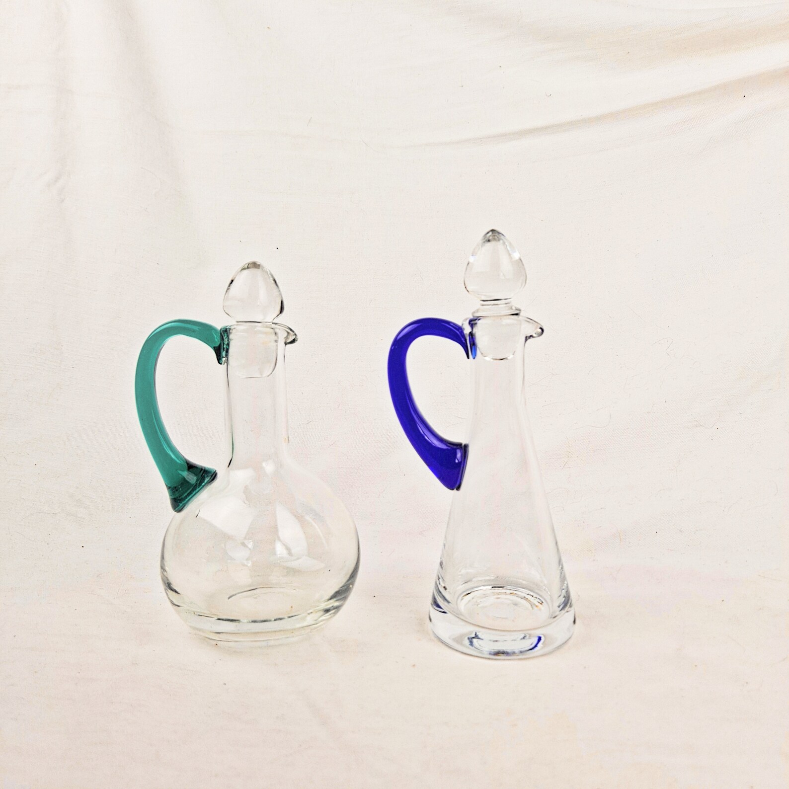 Crystal Cruet with Stopper Blue or Green Handle Etsy