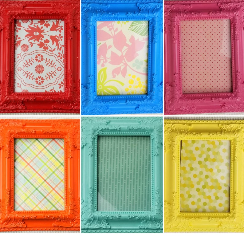 Picture Frames 5x7 frame Plastic Fun Bright Multicolored Etsy