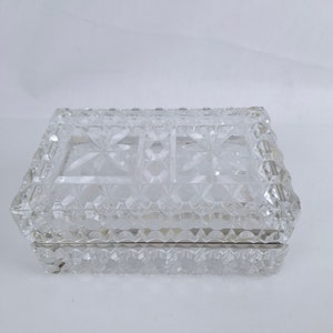 French Cut Crystal Jewelry Box, Heavy Casket Crystal Dresser Box