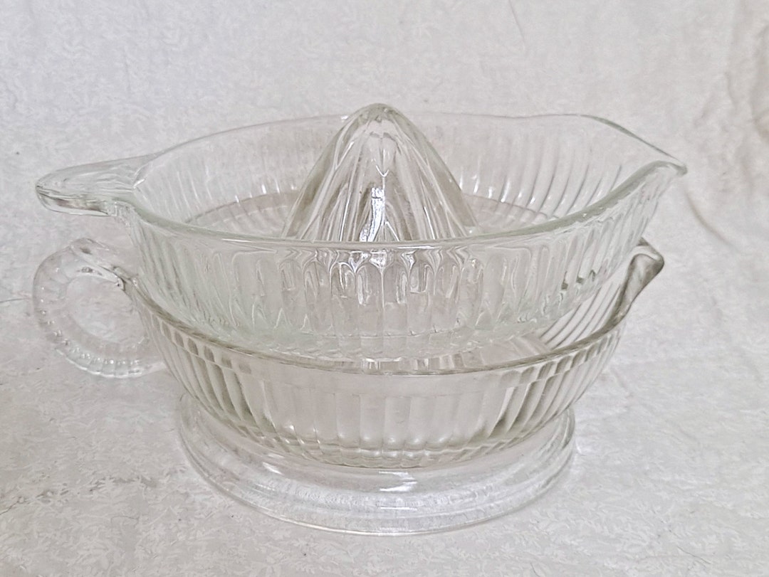 Vintage Glass Juicer Reamer, Rare Find, 2 Piece Reamer Large Clear