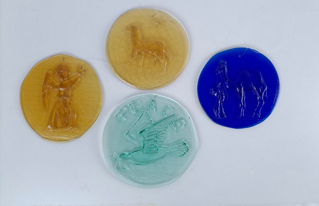 Vintage Art Glass Round Christmas Suncatchers Choose From Etsy