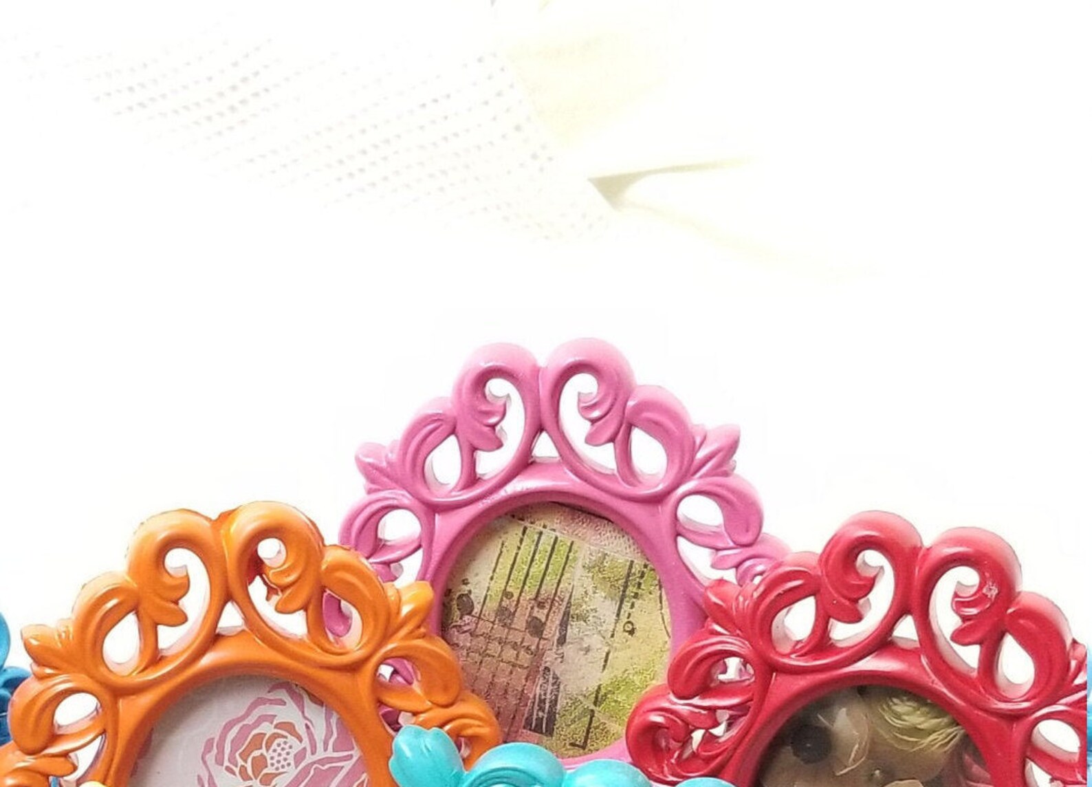 Picture Frames Small Plastic Fun Bright Multicolored Oval Etsy