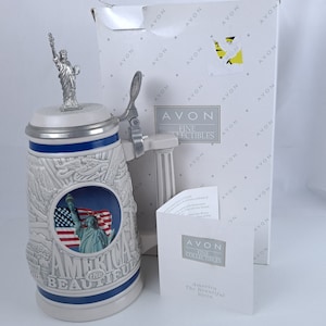1998 Avon America the Beautiful Collectible Pewter Lidded Stein Tankard Beer Mug From National Treasure Collection