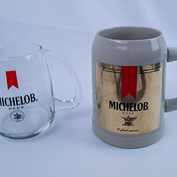 Vintage Michelob Beer Clear Glass Coffee Mug or Stoneware Beer Stein