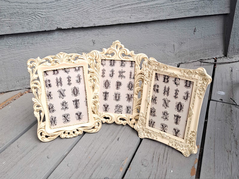 4x6 Picture Frames, Victorian, Antique Look, Resin with Gold, Glass Set of 3