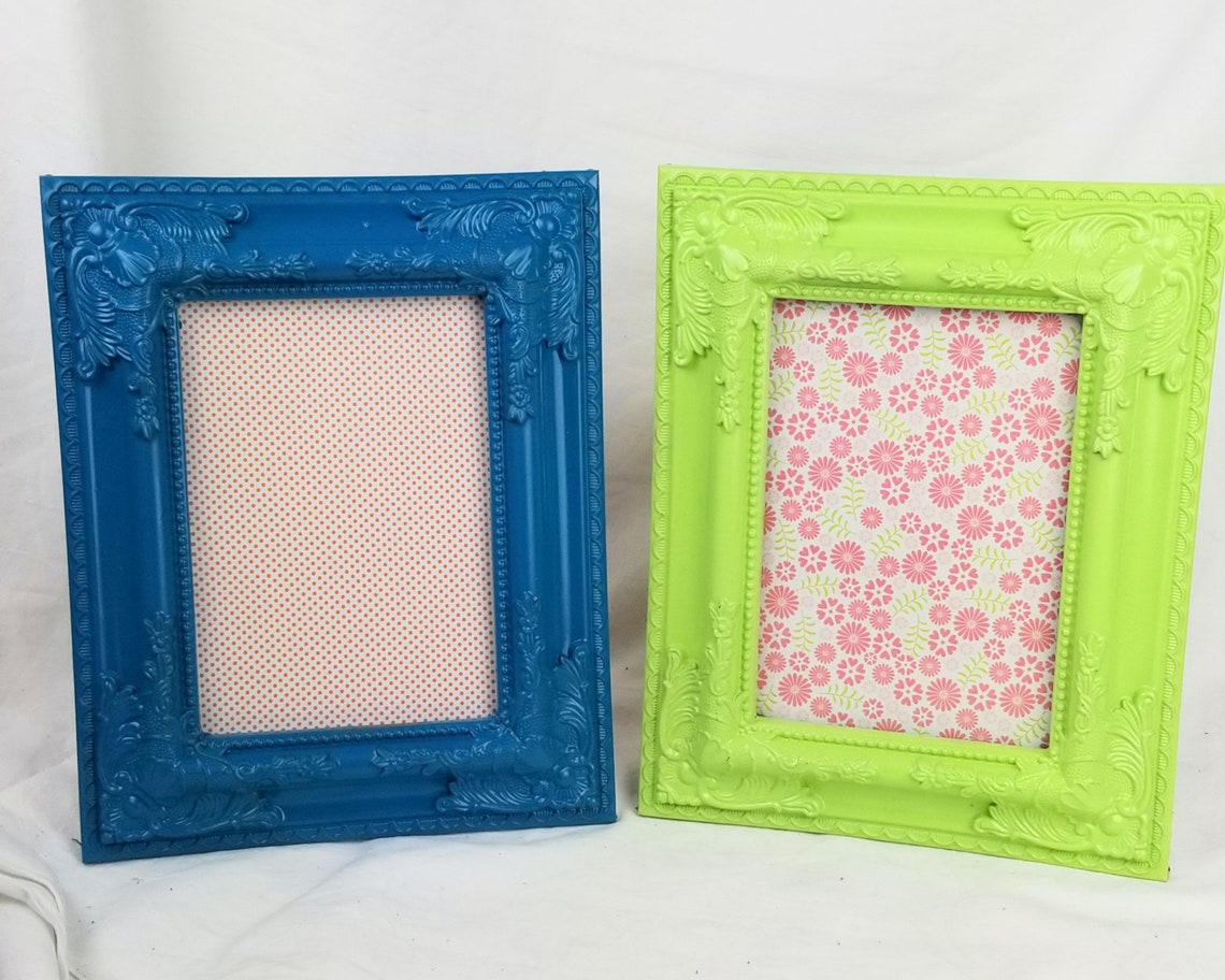 Picture Frames Small Plastic Fun Bright Multicolored Oval Etsy