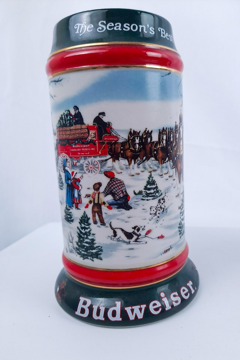 Budweiser Holiday Beer Steins Artist Susan Sampson 1990 an Etsy