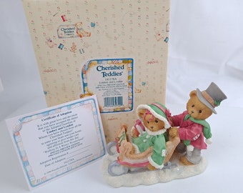 Cherished Teddies Lindsey and Lyndon 141178A “Walking In A Winter Wonderland” Special Preview Edition 1996 Exclusive