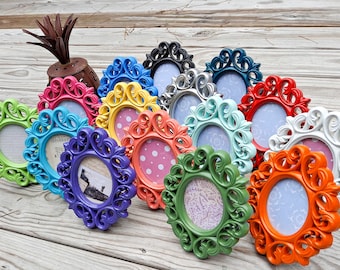 Small Oval Picture Frames, PLASTIC, Multiple Colors, Colorful Frames, Ornate Oval Frames, Baroque frames, Old World Style