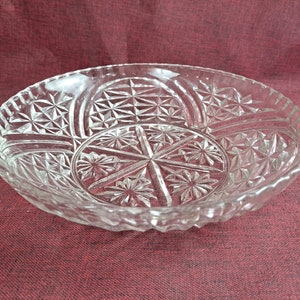 Anchor Hocking Stars and Bars Cut Crystal Serving Bowl