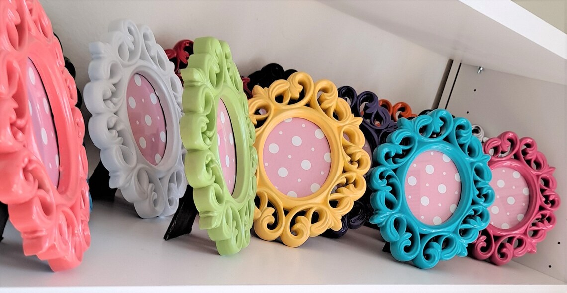 Picture Frames Small Plastic Fun Bright Multicolored Oval Etsy