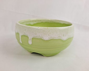 UPCO Ceramic Round Green Planter Pot with Drip Glaze UPCO 187 USA