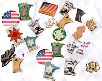 Set of 6 Minnesota Vintage Lapel Pins, Minnesota souvenir lapel pins