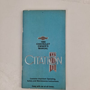 1980 Original Chevrolet Citation Owner&#39;s Manual Part No 14006883
