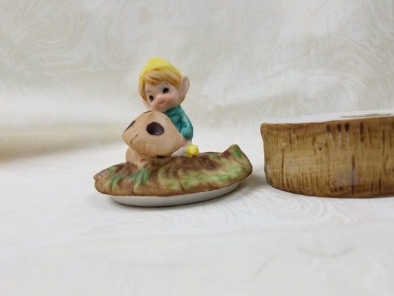 Pixie Elf porcelain trinket jewelry box by Homco. - image 6