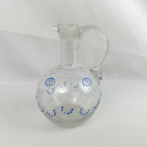 Vintage Enamel Painted Glass Cruet for Oil or Vinegar