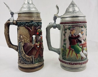 ヴィンテージ ドイツ ビールジョッキ 蓋付き カバー付きカップ 装飾
