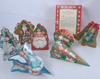 Set of 7 Victorian Pop Up Die Cut Cardboard 3D Ornaments 1995 Creative Horizons