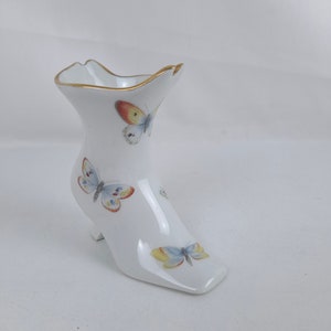 Vintage Limoges Victorian Porcelain Shoe or Boot with Butterfly Design and Gold Gilt