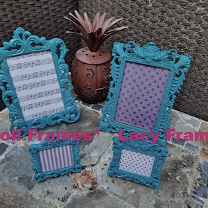 Dark Teal 4x6 Picture Frames and Mini 2.5x2 Picture Frames, Fun, Bright, Colorful Photo Frames, Baroque Design Quality RESIN