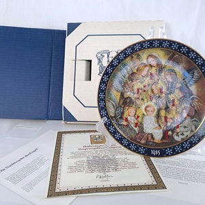 Vintage Bradford Exchange Collector Plate 'Die Nachtwache der Engel' 1985 The Night Watch of the Angels