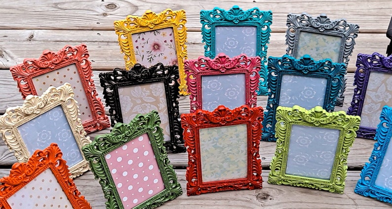 4x6 Picture Frames, 4x6 frame, Fun, Bright, Colorful 4x6 Photo Frames, Quality RESIN, Pink, Red, Yellow, Black, Green, Orange, Blue... Black