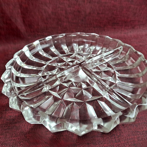 Vintage Indiana Glass 3 Part Divided Relish Dish Tray