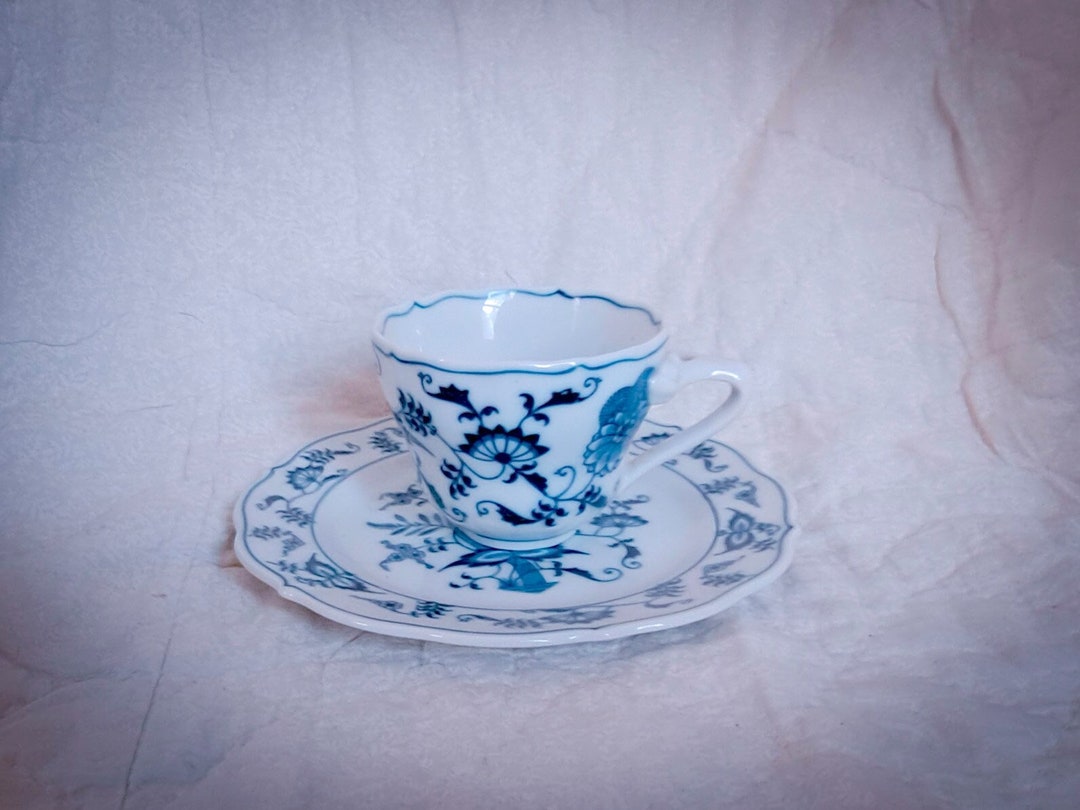 Blue Danube Tea Cup and Saucer, Vintage Blue Onion Design Porcelain - Etsy