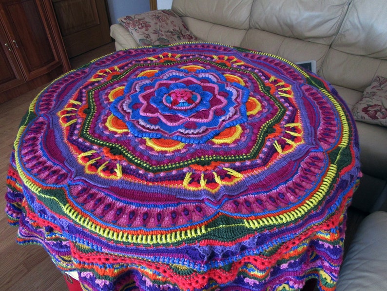 Mandala Tapestry Crochet Round Rug Boho Wall Hanging Etsy