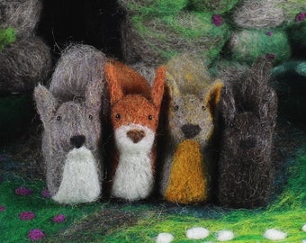 Ardilla; Ardilla de fieltro agujado hecha a mano; Ardilla del bosque; Ardilla gris; Ardilla roja; Ardilla zorro; Ardilla negra