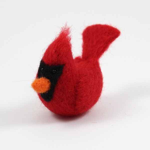 Felted Cardinal; Handmade Needle Felted Cardinal Bird; Woodland Bird