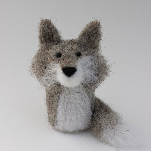 Wolf; Grey Wolf; Handmade Needle Felted Grey Wolf; Woodland Wolf