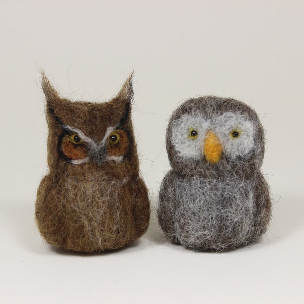 Owl; Handmade needle felted wool owl; Woodland Owl; Grey Owl or Brown Owl