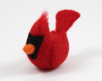 Felted Cardinal; Handmade Needle Felted Cardinal Bird; Woodland Bird