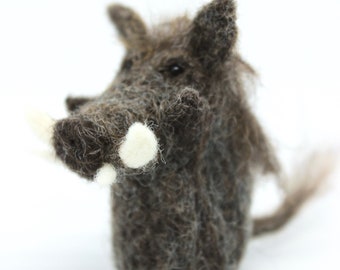 Warthog; Common Warthog; Felted Warthog; Wool Warthog; Handmade needle felted African wildlife warthog; hog; wool hog