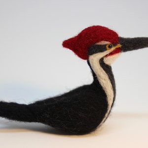 Felted Woodpecker; Pileated Woodpecker; Handmade Pileated Woodpecker; Woodland Bird; Needle Felted Woodpecker