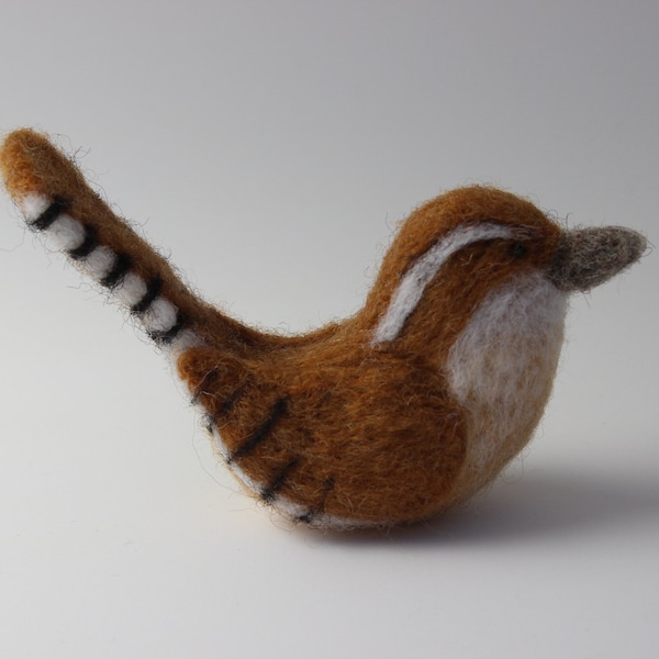 Carolina Wren; Handmade Needle Felted wool bird; needle felted Carolina Wren