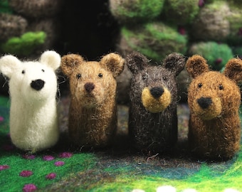 Bears; Handmade Needle Felted Wool Bears; Woodland Bears; Polar Bear; Grizzly Bear; Black Bear; Brown Bear