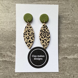 Animal print earrings, polymer clay earrings, statement earrings, dangle earrings, leopard print earrings, drop earrings, birthday gift