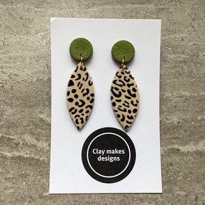 Animal print earrings, polymer clay earrings, statement earrings, dangle earrings, leopard print earrings, drop earrings, birthday gift