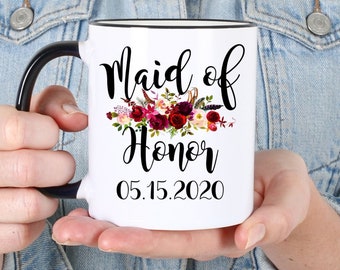 Personalized Maid Of Honor Mug, Bridesmaid Mug, Proposal Mug, Bridesmaid Proposal Gift, Add Name And Date