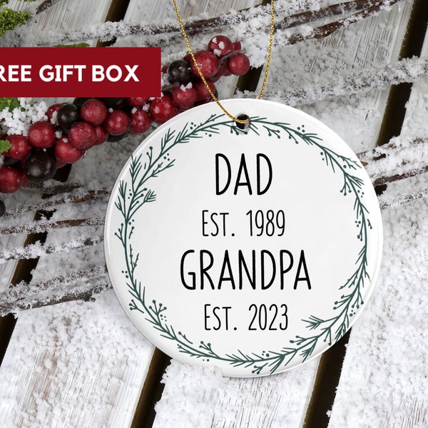 First Christmas as Grandpa Ornament 2023 - New Grandpa Christmas Ornament - Promoted to Grandpa Ornament - Pregnancy Announcement to Dad