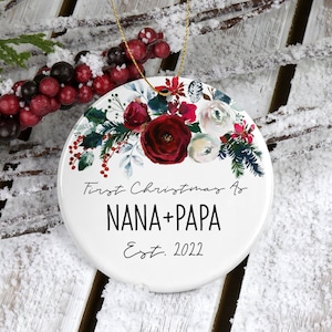 Nana Papa Christmas Ornament 2025, First Christmas As Nana, Papa Ornament, New Baby Memory Keepsake